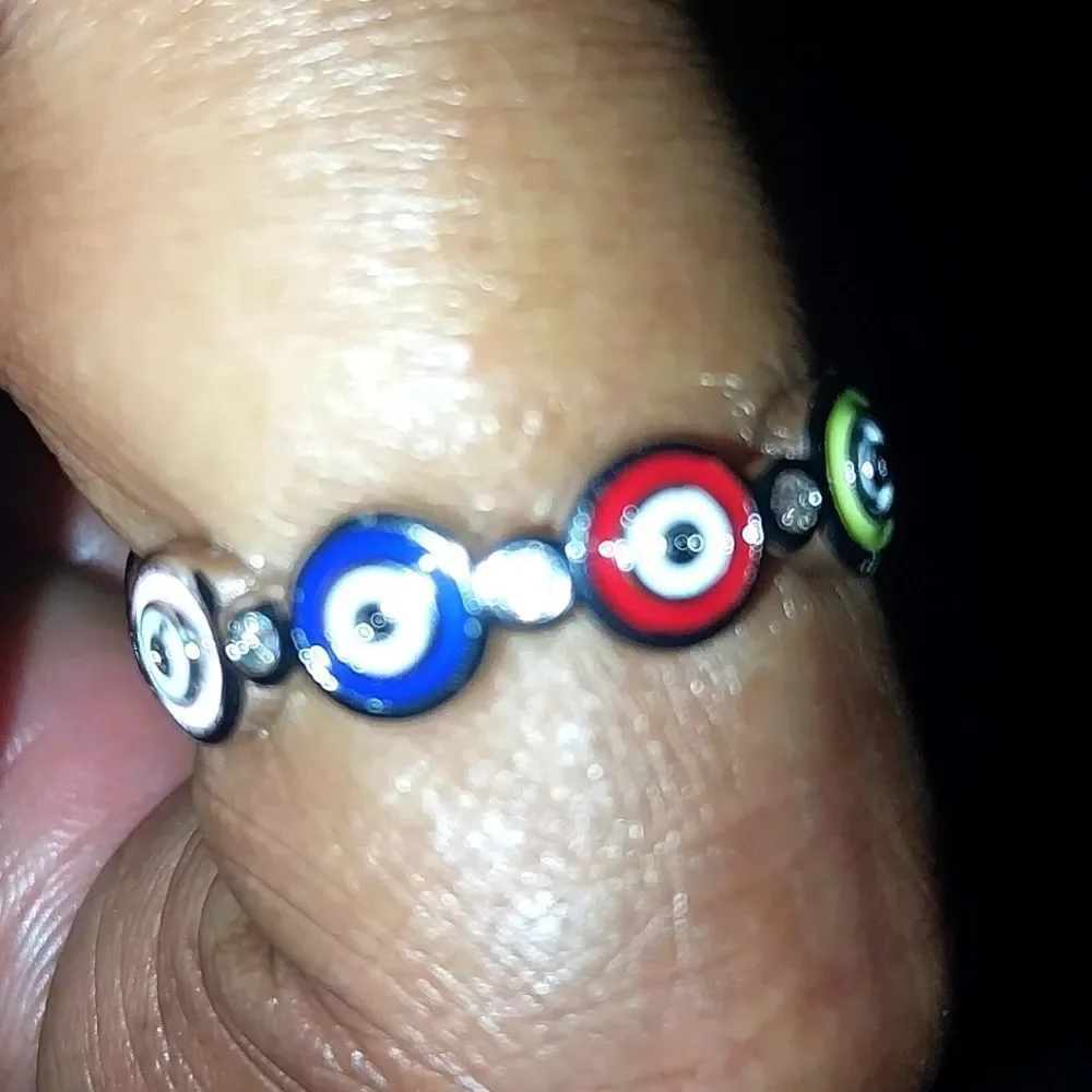 Colorful Evil Eye Ring Sz 7